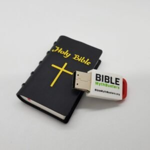 A black Holy Bible with a yellow cross is shown. A USB flash drive labeled “Hope Drive: Seminar Files and Audio Bible” is partially inserted into the side of the Bible, set on a plain white background.